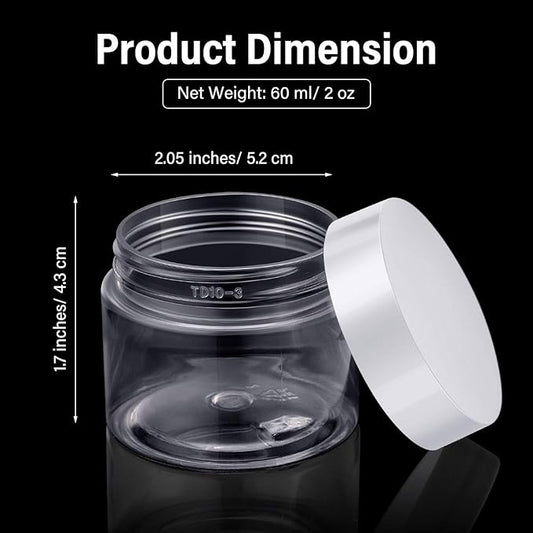 Patelai 4 Pieces Round Wide-mouth Leak Proof Plastic Container Jars with Lids for Travel Storage Makeup Beauty Products Face Creams Oils Salves Ointments DIY Making(2 Ounce,White)