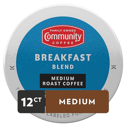 Community Coffee Breakfast Blend, Medium Roast Single-Serve Keurig K-Cup Pods, 12 Count (Pack of 1)