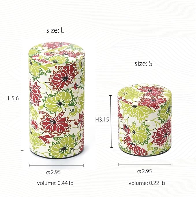 Japanese Pokkan Coffee Spice Tea Tin Canister Washi Paper Storage with Lid 7.05 oz Capacity (Modern Seigaiha)