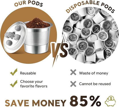 Stainless Steel Reusable K Cups for K-Supreme & K-Supreme Plus, Reusable K Cups Five Hole Universal K-eurig Refillable Coffee Pod Filter (4 Pack)