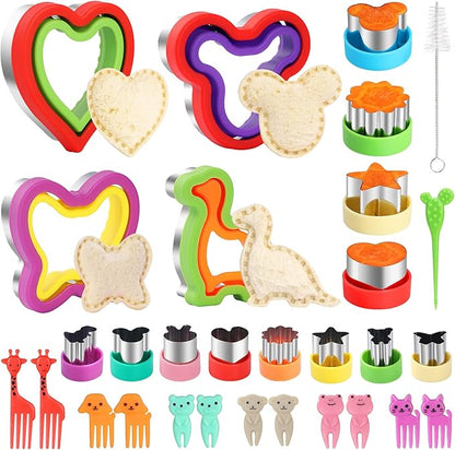 30 Pcs Sandwich Cutter and Sealer Set, Sandwich Cutters for Kids Lunch, Decruster Sandwich Maker,Vegetable Cutter Shapes,Bread Cookie Cutters for Kids Lunchbox and Bento Box