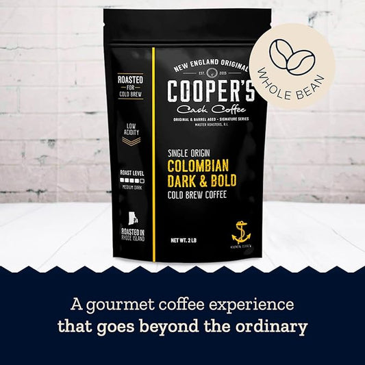 Cold Brew Coffee Colombian Reserve Single Origin Coarsely Whole Bean Coffee - 2 lb. Bag - Dark Roast