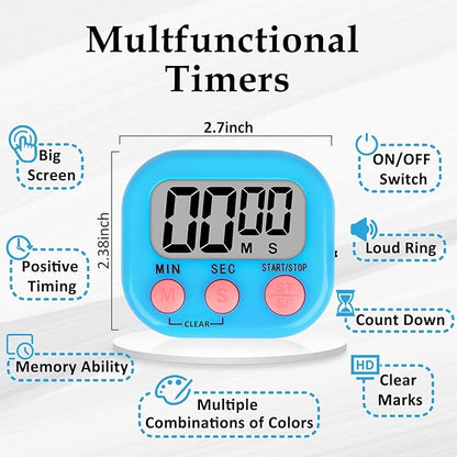 ZILLEEN Classroom Timer for Kids Teachers Digital Timers, Blue Green 6 Pack