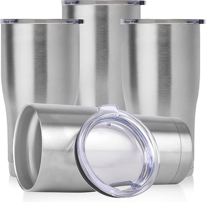 DOMICARE 20oz Tumbler with Lid Stainless Steel Tumblers Bulk, Double Wall Vacuum Insulated Coffee Travel Mug, 4 Pack Stainless Steel