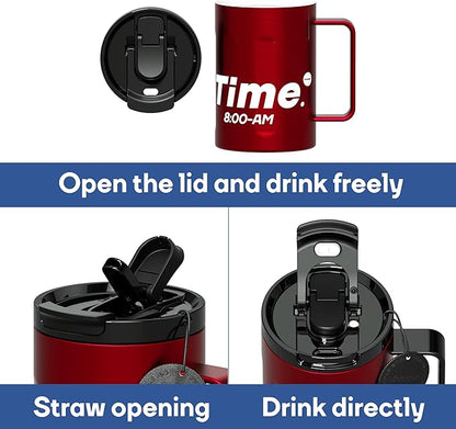 Sidagar+ 18 OZ z Stainless Steel Insulated Coffee Mug with Handle and Lid, Double Wall Vacuum Travel Mug, Tumbler Cup with Sliding Lid, Resuable Insulated Coffee Tumbler, Red
