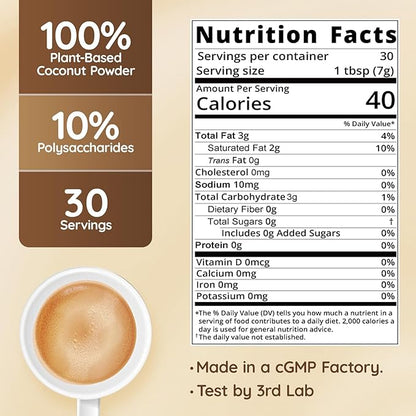 Veltracha Mushroom Coffee Creamer, Superfood Coconut Creamer Powder with 6 Adaptogenic Mushrooms - Reishi, Turkey Tail, Lions Mane, Non-Dairy Coconut Powdered Creamer for Energy & Focus & Digestion, 30 Servings, Sweet