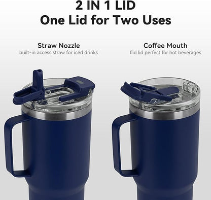 HASLE OUTFITTERS 30oz Tumbler With Handle, Insulated Travel Coffee Mug With Straw Leak-Proof Double Wall Stainless Steel Vacuum Tumblers Metal Cup with Straw for Hot and Cold Drink