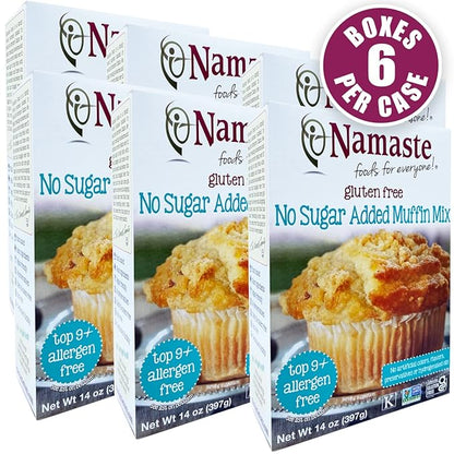 Namaste Foods, Gluten Free No Sugar Added Muffin Mix, 14-Ounce Bags (Pack of 6)