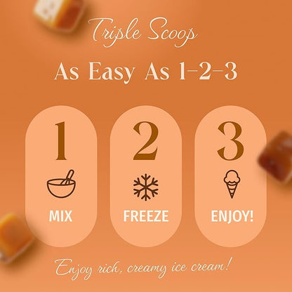 Triple Scoop - Premium Salted Caramel Ice Cream Mix For Ice Cream Maker. Simple, Easy, Delicious. From Gourmet Mix To Maker in 5 Minutes, Makes 2 Creamy Quarts, Made in USA (1 Pack, Salted Caramel)