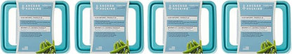 Anchor Hocking TrueSeal Glass Food Storage Containers with Mineral Blue Airtight Lids, 6 Cup Capacity (48 Oz), Rectangle, Pack of 4