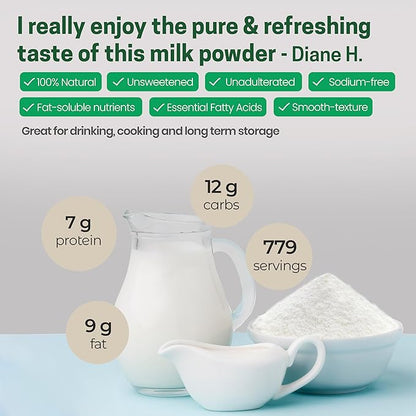 Z Natural Foods Premium Whole Milk Powder - Powdered Milk for Baking, Cooking, Drinks - Dry Milk Powder, Pasteurized, Non-GMO, Gluten-Free, Kosher-Certified, 55 lbs