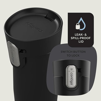 Contigo AUTOSEAL West Loop Vacuum-Insulated Stainless Steel Travel Mug with Easy-Clean Lid, 12oz, Matte Black