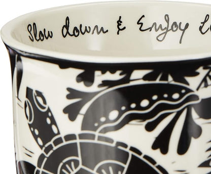 Karma Gifts 16 oz Black and White Boho Mug Sea Turtle - Cute Coffee and Tea Mug - Ceramic Coffee Mugs for Women and Men, 1 Count (Pack of 1)