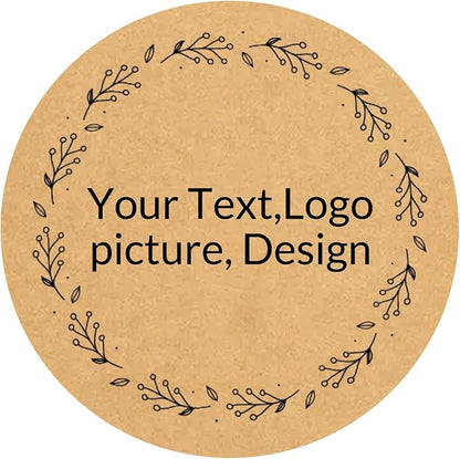 Custom Stickers Kraft Paper Labels Personalized Withe Text, Business Logo Customized Food Jars Labels Bakery Label Sticker Package Favor Canning Circle 100pcs (Style 2)