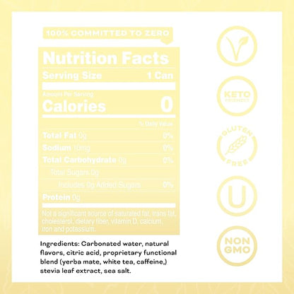 Yerbae Energy Beverage - Classic Lemonade, 0 Sugar, 0 Calories, 0 Carbs, Energized by Yerba Mate, Plant-Based, Healthy Alternative to Sugary Drinks, 16oz cans (12 Pack)