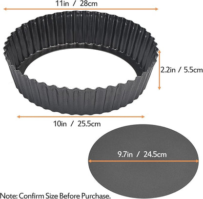 2 Pack Nonstick Tart Pan, Quiche Pan, Carbon Steel Deep-dish Pie Pan with Removable Loose Bottom (11 In)