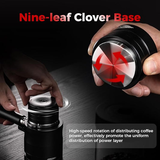 IKAPE 58.35MM Newly Upgrade Espresso Coffee Distributor, Coffee Dual-Bearing & High-Speed Distribution Tools, Adaptive Height Coffee Tamper Leveler for Over 58mm Portafilters