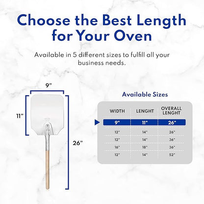 New Star Foodservice 50165 Aluminum Pizza Peel, Wooden Handle, 12 x 14 inch Blade, 36 inch overall