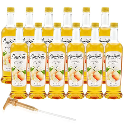 Amoretti - White Peach Beverage Infusion - Drink Mix & Water Enhancer with Pump for Flavoring Cocktails, Waters, Teas, and other Beverages, Preservative Free