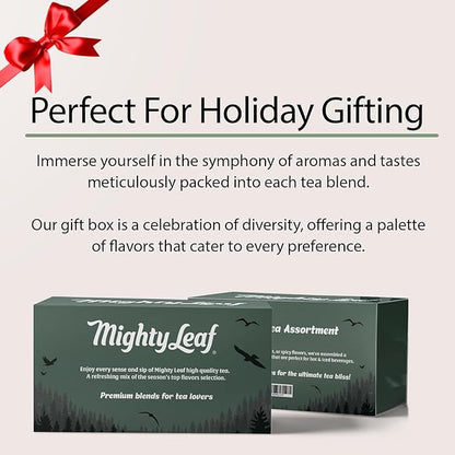 Mighty Leaf Organic Tea Sampler – 40 Count Silken Tea Bags – 8 Assorted Flavors: Tropical Green, Chamomile Citrus, Earl Grey, Vanilla Bean, White Orchard, Breakfast, Spring Jasmine, African Nectar – Premium Tea Gift Box