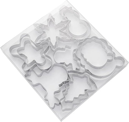 Large Christmas Cookie Cutters,4" Holiday Sturdy Molds thickened Stainless Steel with Recipe Instruction,Snowman, Christmas tree, elk, snowflake.