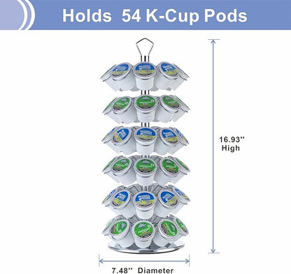 Rice rat K cup Holder Storage Coffee Capsules Pod Holder Carousel 6 Tier Compatible with 54 K-Cup Pods