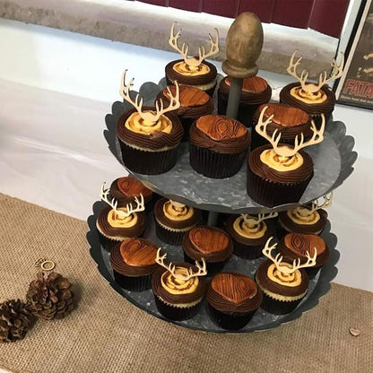 Deer Cupcake Toppers Wooden Baby Shower Woodland Antler Cake Picks Party Decorations Wedding Hunting Boho Rustic Country Birthday Party Supplies Set of 24
