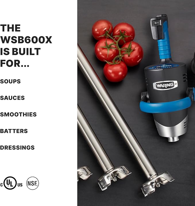 Waring EVOX 16" Big Stik Immersion Blender, 1.5 HP Variable Speed, 25-Gallon Capacity, for Sauces, Dressings, Marinades & Soups, WSB600X