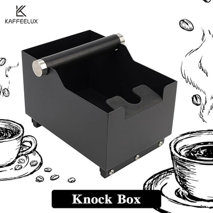 Espresso Knock Box, Stainless Steel Coffee Bag Container, With Steel Bracket And Noise Reducing Rubber Ring (Rectangle L-No base)