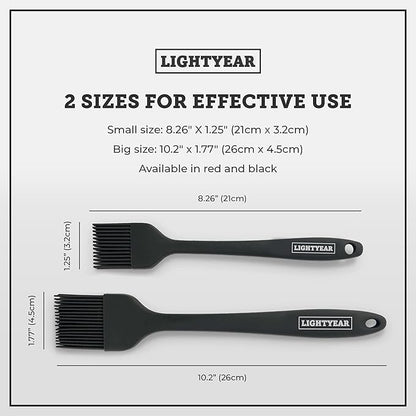 Lightyear Silicone Basting Pastry Brush Set (2 Pcs) ❘ 450°F Heat Resistant Oil Brush for Your Kitchen - Ideal For BBQ’s, Baking & Cooking | 100% Food Grade Silicone - BPA Free & Dishwasher Safe