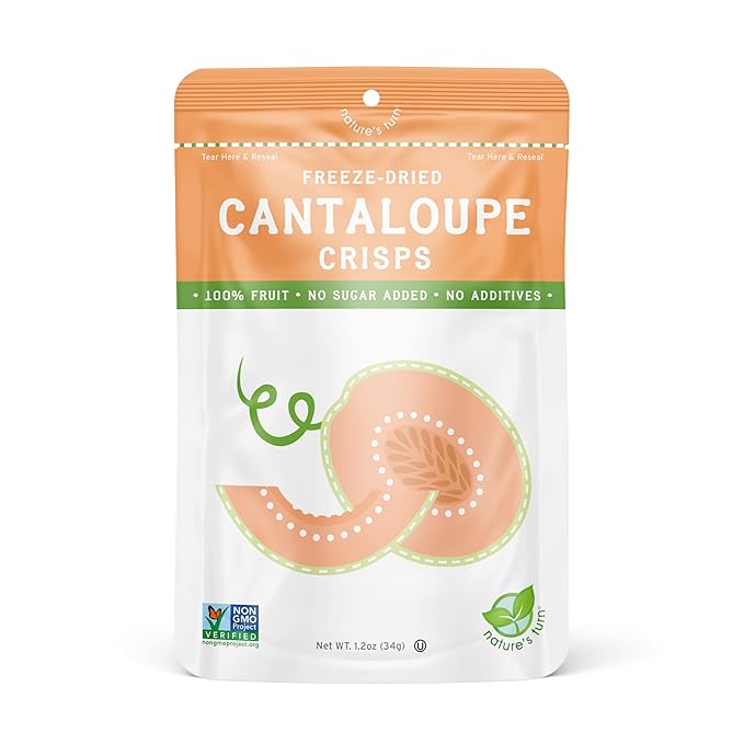 Nature’s Turn Freeze-Dried Fruit Snacks, Cantaloupe Crisps, Pack of 6 (1.2 oz Each)