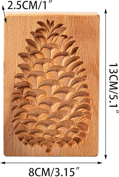 Wooden Cookie Biscuit Mold, 3D Baking Mold, Embossing Craft Decorating Baking Tool, Suitable for Halloween Thanksgiving Christmas Kitchen DIY (Pine Nuts 10 * 8 * 2)