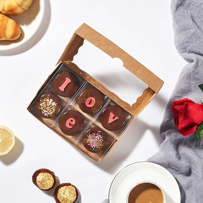20pcs 7x4.33x1.5 Inch Borwn Cookies Boxes with Window Bakery Boxes Macaron Box Cakesickle Boxes Chocolate Truffle Donut Treat Box for Christmas Valentine's Easter Mother's Day