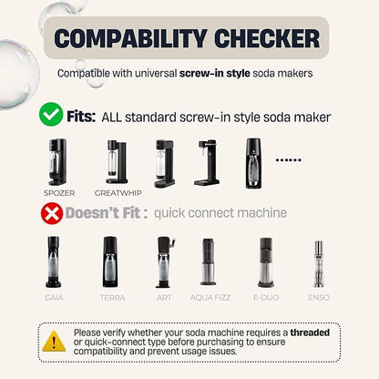GreatWhip 60L CO2 Cylinder For Sodastream, Exchange Carbonator, Compatible w/All Threaded 'Screw-In' Soda Makers, Threaded Cylinders, NOT for quick-connect models, Set of 6
