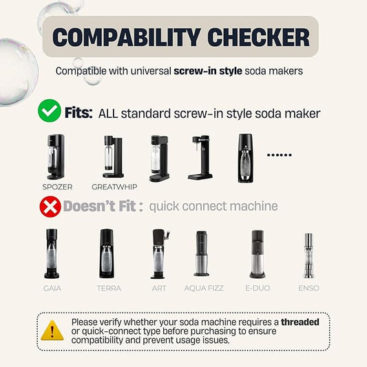 GreatWhip 60L CO2 Cylinder For Sodastream, Exchange Carbonator, Compatible w/All Threaded 'Screw-In' Soda Makers, Threaded Cylinders, NOT for quick-connect models, Set of 6