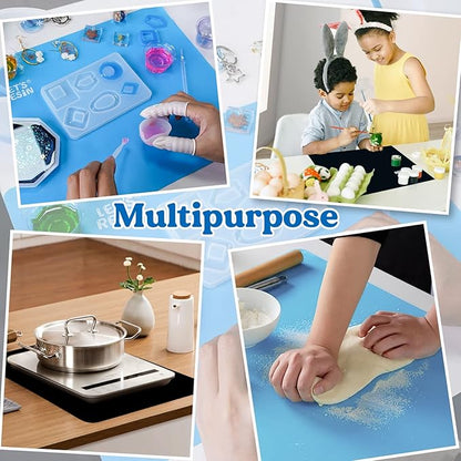 LET'S RESIN 3-in-1 Silicone Mat - 15.7" x 11.7" Nonstick & Nonslip Craft Mat, Heat-Resistant for Resin, Paint, Clay