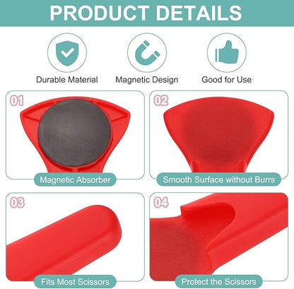 uxcell 2 Pcs Magnetic Scissor Holder, 7.48" x 3.46" Plastic Scissors Cover Durable Waterproof Protector Portable with Round Magnetic Absorber for Kitchen Shears, Red