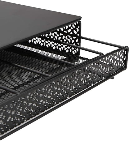 Mind Reader Single Serve Coffee Pod Drawer, 36 Pod Capacity, Countertop Organizer, Metal, 12.75" L x 13" W x 3" H, Black