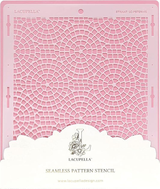 Cake Stencil - Seamless Delicate Pattern for Decorating Tall Double Barrel Cake to Use with Buttercream, Royal Icing, Ganache, Paint, Airbrush (STRAAT)