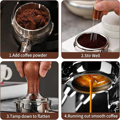 Gmnuiy51mm Coffee Tamper Set 23 PCS, Espresso Accessories Kit Barista Kit,316stainlesss Tamper & WDT Tool,316stainlesss Frothing Pitcher, Stirrer, Tamper Mat, Latte Art Pen Coffee puck screen