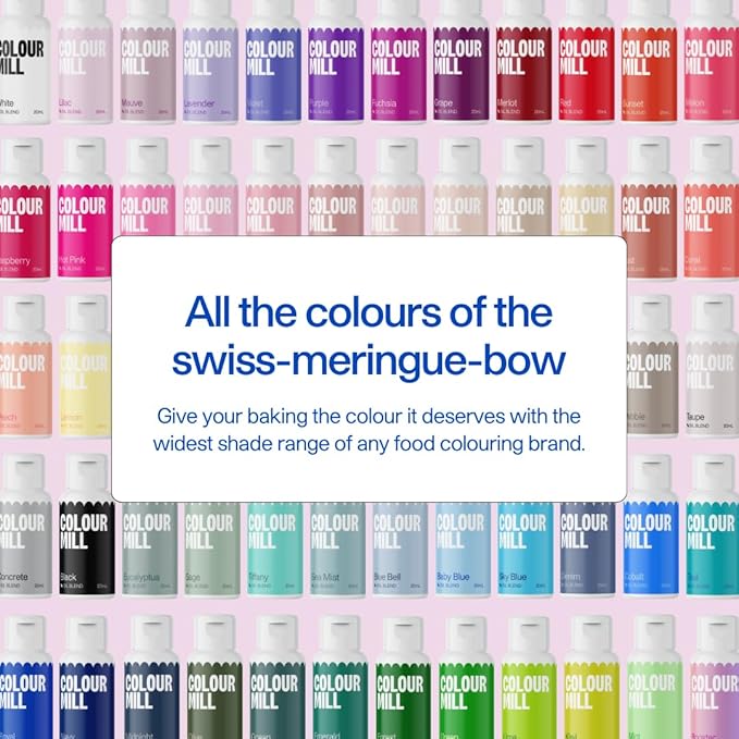 Colour Mill Kickstarter-Pack Oil-Based Food Coloring, 20 Milliliters Each of 12 Colors: Baby Pink, Black, Chocolate, Forest, Hot Pink, Lime, Orange, Purple, Red, Royal, Sky Blue and Yellow