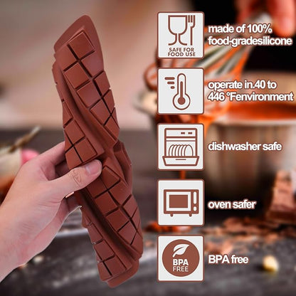 Mity Rain Chocolate Bar Mold Deep - Silicone Thick Mold for Stuffed Bars, Knafeh Pistachio Chocolate Break Apart Candy Molds With 200pcs Storage Bags (Square + Rectangle)