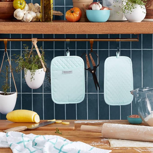 KitchenAid Asteroid Pot Holder 2-Pack Set, Mineral Water, 7"x10"