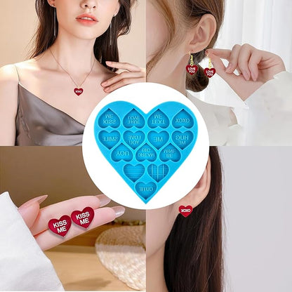 Heart Resin Molds 5pcs Valentine's Heart Silicone Resin Molds for Keychain, Epoxy Resin Casting, Jewelry Making, Valentine Cake Decoration, Cupcake Topper