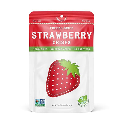 Nature’s Turn Freeze-Dried Strawberry Crisps – Healthy, Gluten-Free, Crispy & Delicious, Plant-Based Snack, Ideal for Cereal, Smoothies, School Lunches, & On-the-Go, Bags of 6 (0.53 oz Each)
