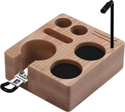 Normcore Compact Tamping Station, Tamper WDT Holder Portafilters Stand, Espresso Accessory Tool Organizer For 51mm 54mm Machine, Adjustable Height, Solid American Ashwood