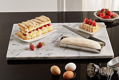 JEmarble Pastry Board 12x16 inch with Non-Slip Rubber Feets for Stability Perfect for Keep the Dough Cool and Chocolate Tempering(Premium Quality)