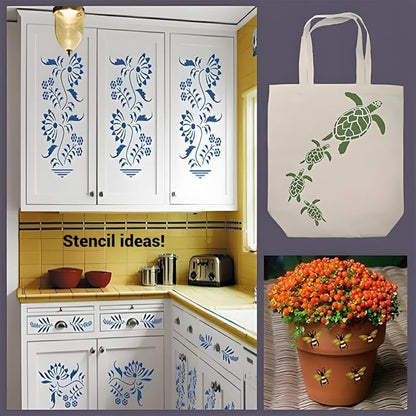 Rosemaling Pattern 3 & 4 Mini Stencils - Reusable Mylar Templates for DIY Crafts, Wood Signs, Walls & Fabric - Nordic Folk Art Painting & Scandinavian Designs - The Artful Stencil
