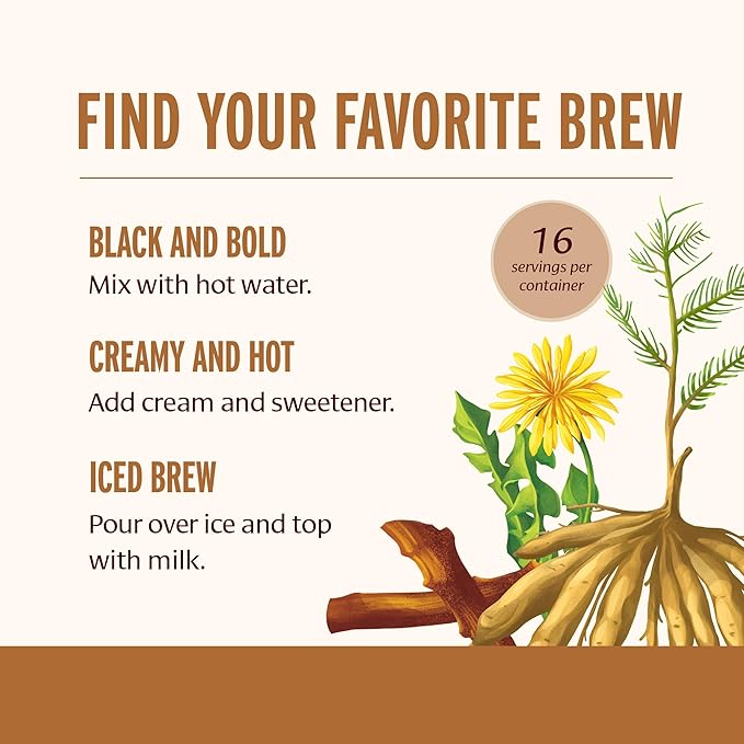 Banyan Botanicals Bitter & Bold – Organic Caffeine-Free Herbal Coffee Alternative – Milk Thistle, Chicory, and Dandelion Coffee Alternative – 3.5 oz, 16 servings – Fair for Life, Non-GMO, Vegan