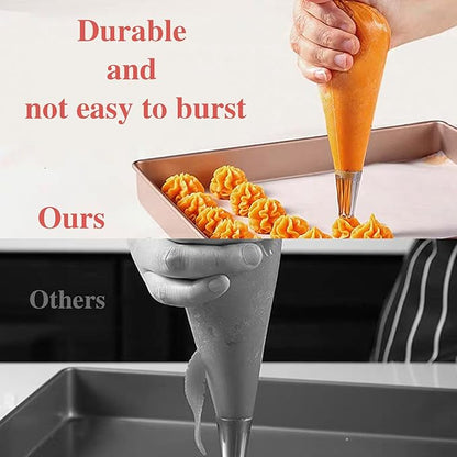 24 Inch Extra Large Piping Bags, 200 PCS Clear Disposable Icing bags, Thickened Non-Slip and Anti-Burst Pastry Bags for Baking and Decorating Desserts Cakes Cookie